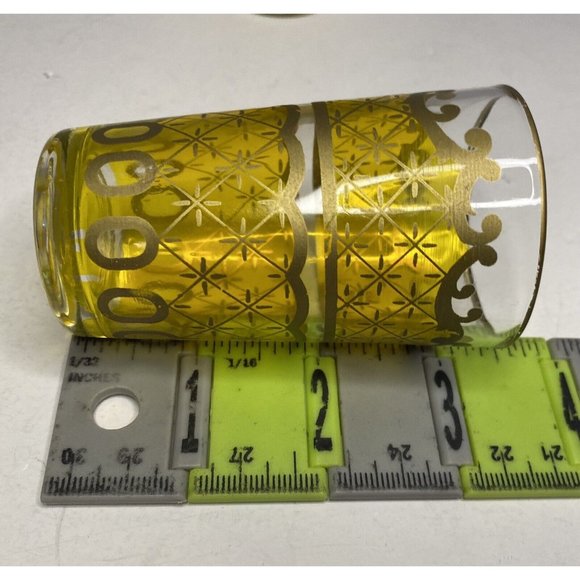 Vtg Moroccan Style Tea Glasses Yellow and Gold Set of 2 Persian Turkish Cordial - Picture 10 of 11